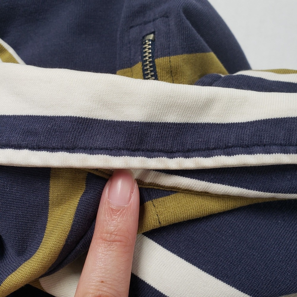 Vintage Structure Polo Shirt Mens Large Green Blue Striped Quarter Zip 90s - Picture 11 of 17